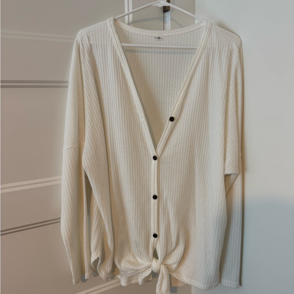 Cream Button-Down Cardigan